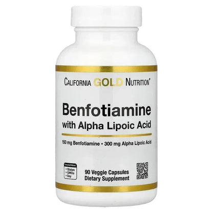 California Gold Nutrition, Benfotiamine + Alpha Lipoic Acid and L-Leucine, 90 Veggie Capsules