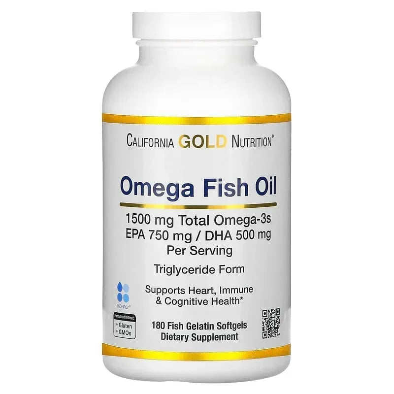 California Gold Nutrition, Norwegian Omega-3 Fish Oil with EPA/DHA, Natural Lemon, 180 Softgels