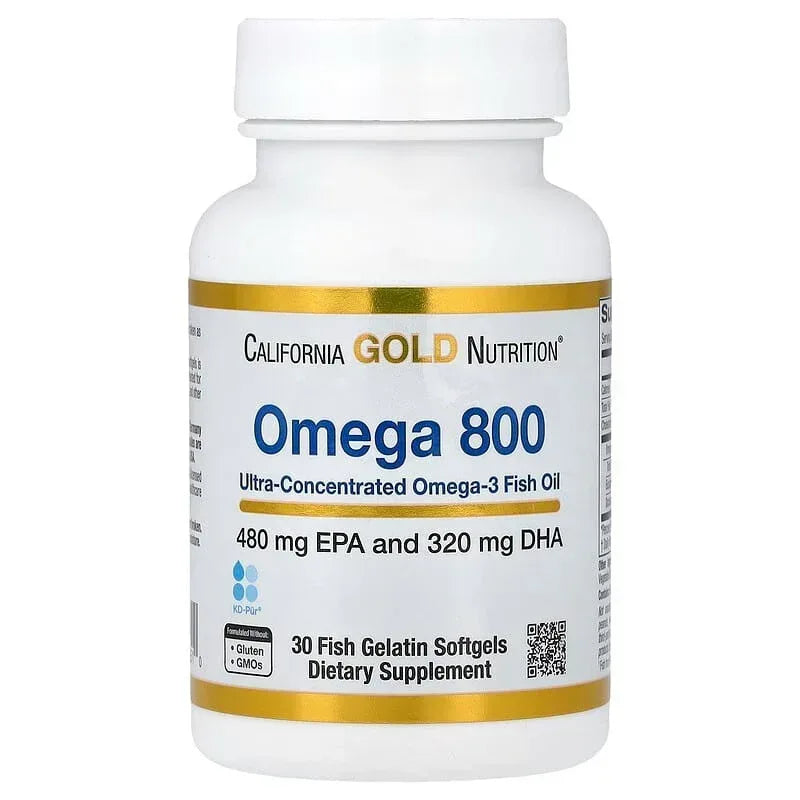 California Gold Nutrition, Omega 800 Ultra-Concentrated Omega-3 Fish Oil, kd-pur® Triglyceride Form (1,000 mg per Softgel)