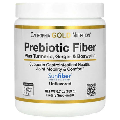 California Gold Nutrition, Prebiotic Fiber Plus Turmeric Extract, Organic Ginger Extract and Boswellia Extract , 6.7 oz (189 g)
