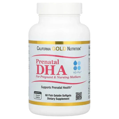 California Gold Nutrition, Prenatal DHA, Omega-3 Fatty Acids DHA and EPA plus Choline, 60 Fish Gelatin Softgels