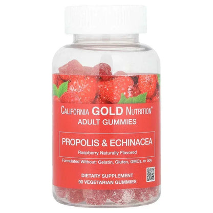 California Gold Nutrition, Propolis and Echinacea Gummies, Natural Raspberry, 90 Vegetarian Gummies