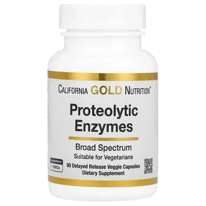 California Gold Nutrition, Proteolytic Enzymes with Fruit Derived Enzyme Blend, Rutin, Pancreatin Alternative Blend and Serratiopeptidase, 90 Delayed Release Veggie Capsules