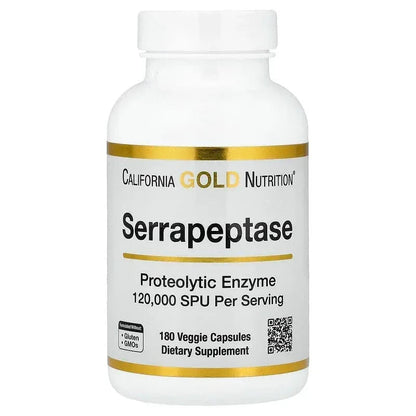 California Gold Nutrition, Serrapeptase, Proteolytic Enzyme, 120,000 SPUs, 180 Veggie Capsules