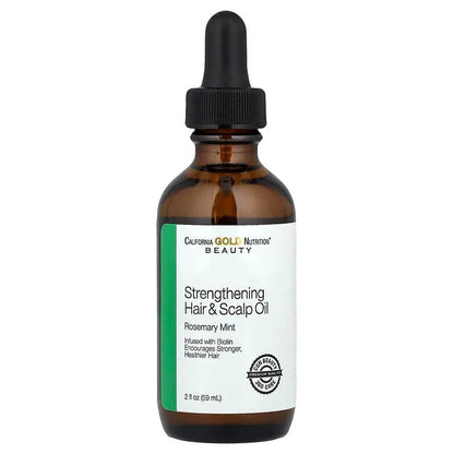 California Gold Nutrition, Strengthening Hair & Scalp Oil, Biotin, Rosemary Mint, 2 fl oz (59 ml)