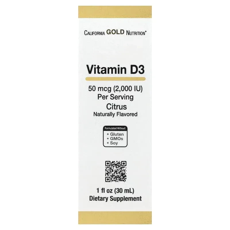 California Gold Nutrition, Vitamin D3, 50 mcg (2,000 IU), 1 fl oz (30 ml)