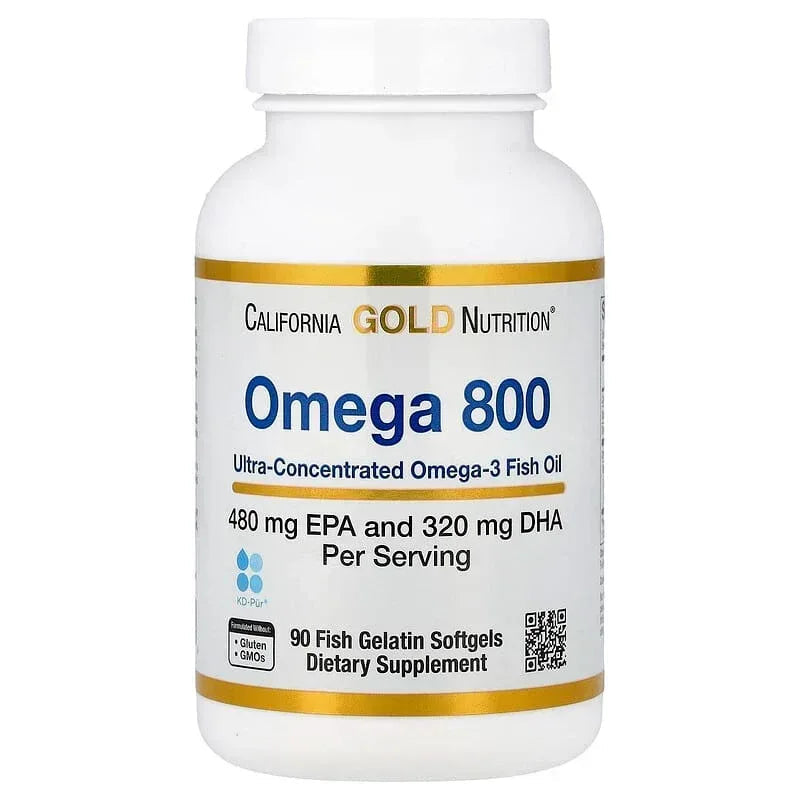 California Gold Nutrition, Omega 800 Ultra-Concentrated Omega-3 Fish Oil, kd-pur® Triglyceride Form (1,000 mg per Softgel)