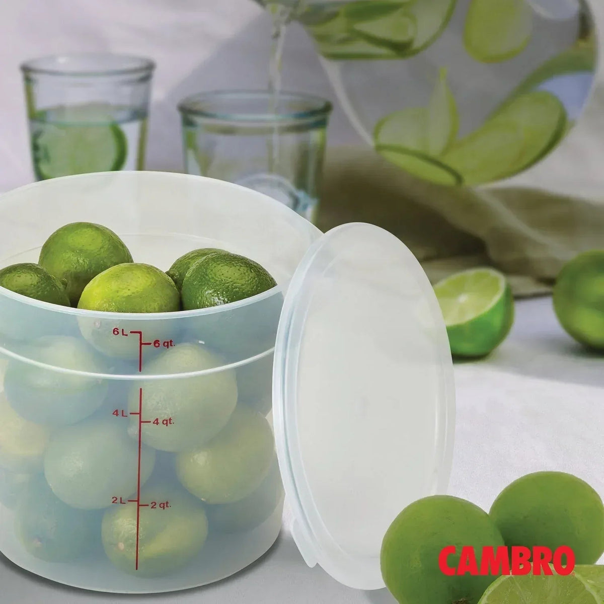 Cambro Round Translucent Container with Lid 6 qt., 2 pk.
