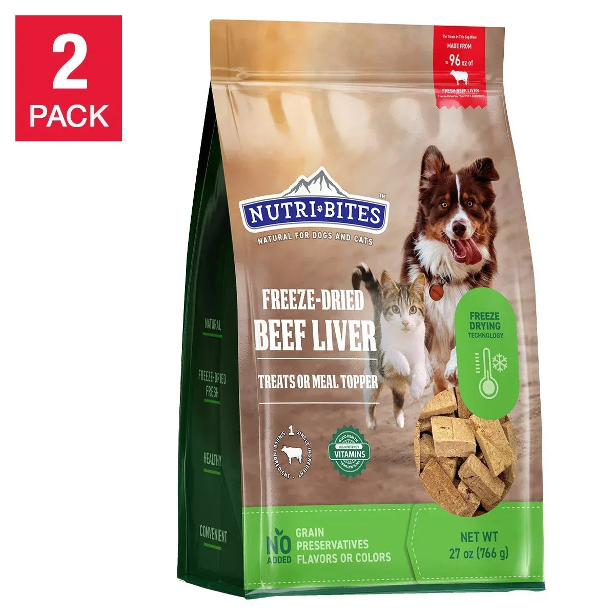 Canature NutriBites Freeze Dried Beef Liver, Dog and Cat Treat 27oz