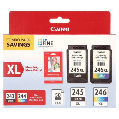 Canon PG-245XL/CL-246XL Printer Ink Cartridge Combo Pack, Black/Tri-Color, 2 Count