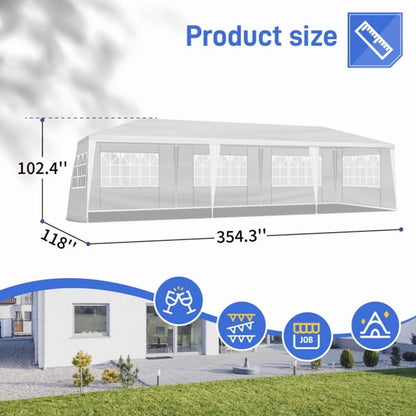 Alvantor White 10x30 ft Outdoor Pop Up Canopy Tent with Removable Sidewalls and Windows,Easy-Setup Gazebo,7 Sides