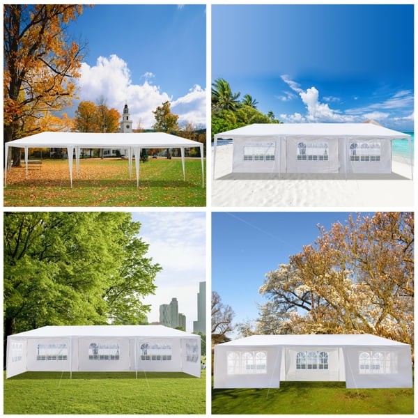 Alvantor White 10x30 ft Outdoor Pop Up Canopy Tent with Removable Sidewalls and Windows,Easy-Setup Gazebo,7 Sides