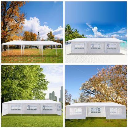 Alvantor White 10x30 ft Outdoor Pop Up Canopy Tent with Removable Sidewalls and Windows,Easy-Setup Gazebo,7 Sides