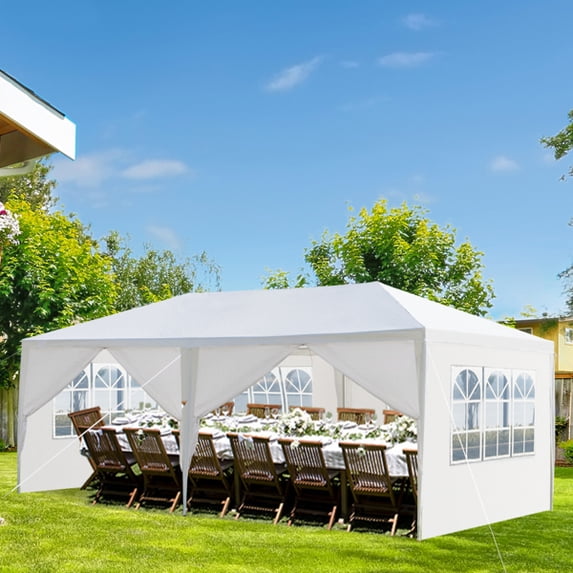 Alvantor White 10x20 ft Outdoor Pop Up Canopy Tent with 6 Removable Sidewalls,Easy-Setup Gazebo,6 Sides