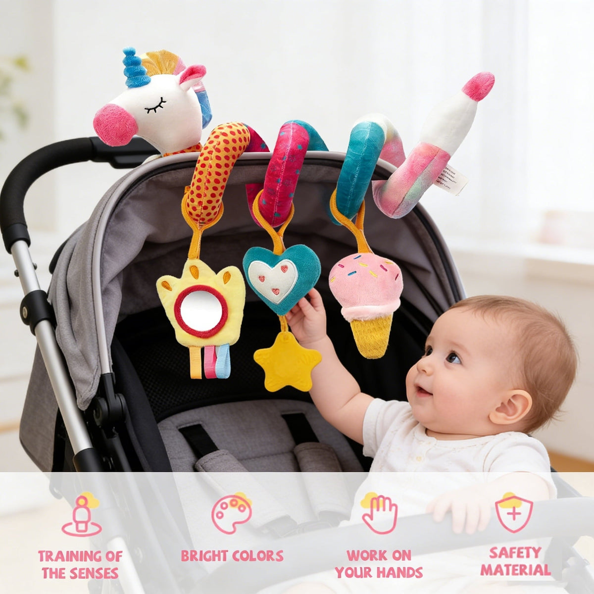 Car Seat Toys, Baby Girl Toys 0-6 Months, Infant Stroller Toys, Newborn Girl Gifts for 0 3 6 9 12 24 Months