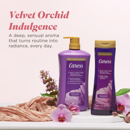 Caress Black Orchid & Patchouli Oil Body Wash With Pump, Moisturizing Body Wash with Hyaluronic Acid & Vitamin B3, 30 oz