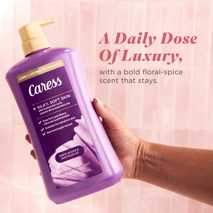 Caress Black Orchid & Patchouli Oil Body Wash With Pump, Moisturizing Body Wash with Hyaluronic Acid & Vitamin B3, 30 oz