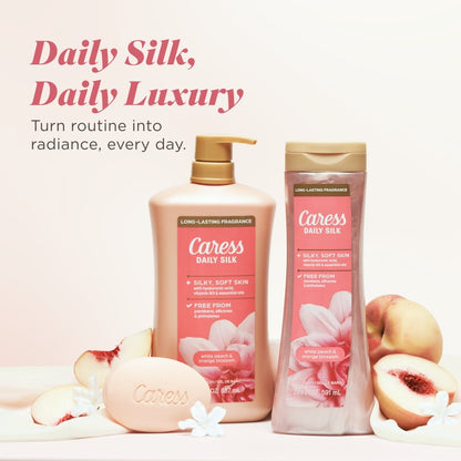 Caress Daily Silk Body Wash, Moisturizing Body Soap - Hyaluronic Acid, Vitamin B3, 20 oz
