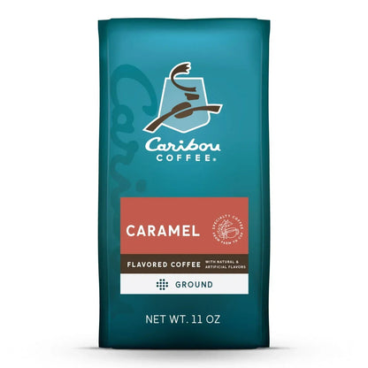 Caribou Coffee Caramel Hideaway Flavored Premium Medium Roast Ground Coffee, Arabica, 11 oz