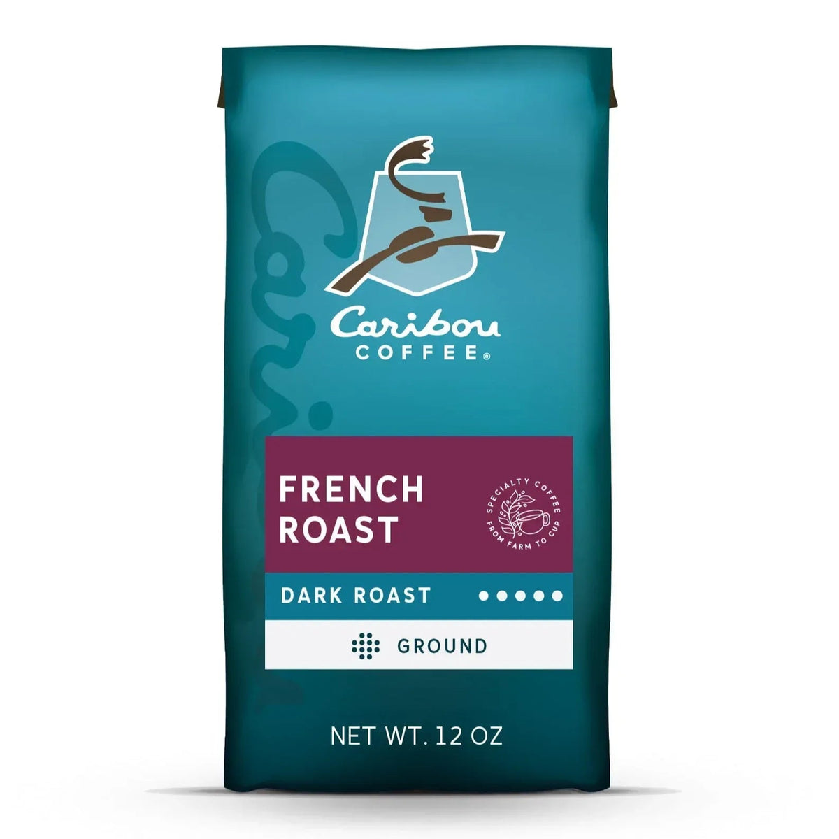 Caribou Coffee French Roast Premium Dark Roast Ground Coffee, Arabica, 12 oz