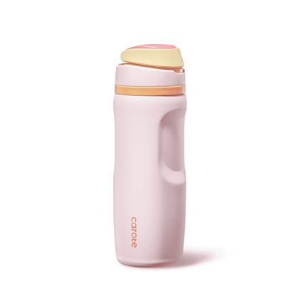 Carote 2-Pack Stainless Steel Water Bottle, Insulated Tumbler with Straw, Vacuum Sealed & Leakproof, 16 fl oz Pink & 26 fl oz Blue