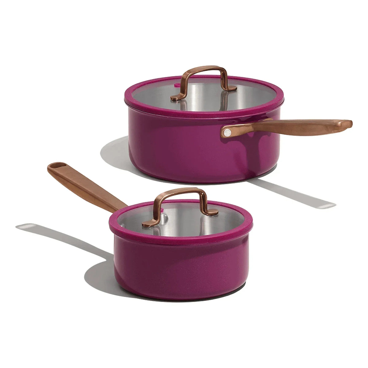 Carote 1.5QT & 3QT Tri-Ply Stainless Steel Saucepan Set with Lids, Small Induction Cooking Pot for Milk and Soup, Blue