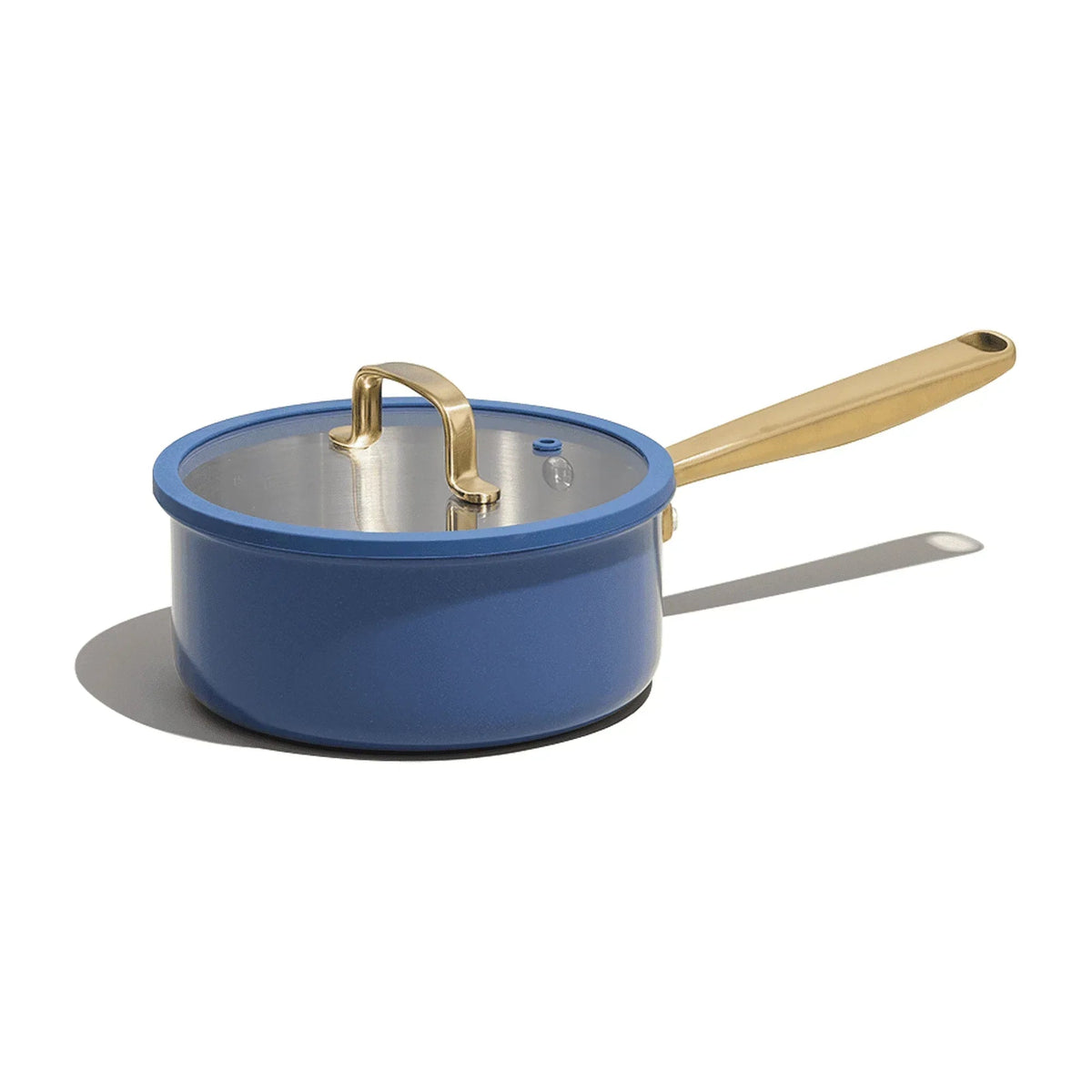 Carote 1.5QT & 3QT Tri-Ply Stainless Steel Saucepan Set with Lids, Small Induction Cooking Pot for Milk and Soup, Blue