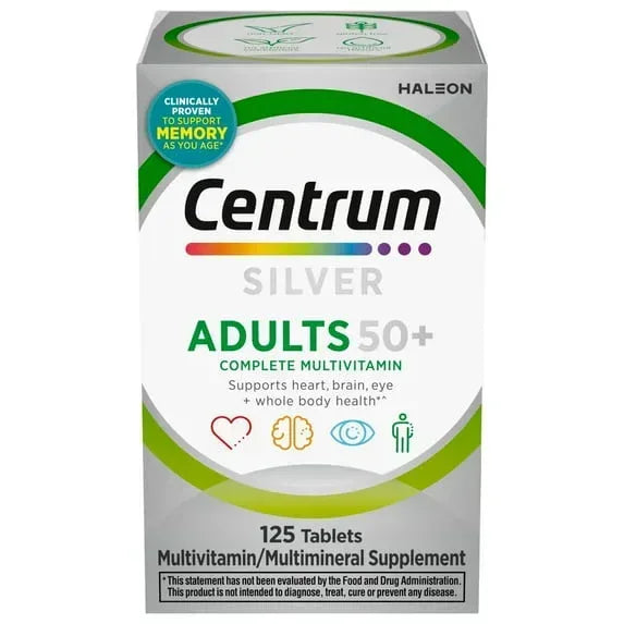 Centrum Silver Adults 50 Plus Multivitamin with Vitamins C, D, and E, 125 Count