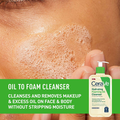 CeraVe Hydrating Foaming Oil Cleanser, Daily Face Wash For Dry to Very Dry Skin
