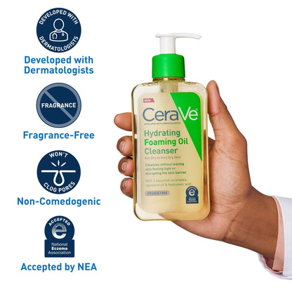 CeraVe Hydrating Foaming Oil Cleanser, Daily Face Wash For Dry to Very Dry Skin