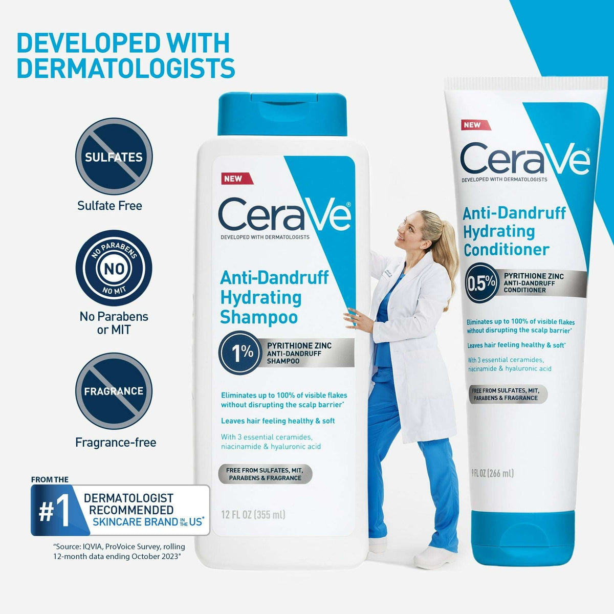 CeraVe Hydrating Anti-Dandruff Shampoo, 1% Pyrithione Zinc Dandruff Treatment With Ceramides, Niacinamide & Hyaluronic Acid, For Help With Flakey Itchy Scalp, 12 fl oz (3 PACK )