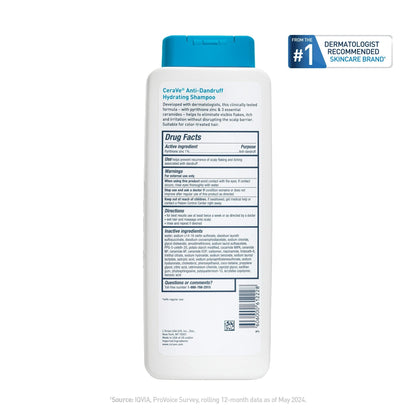 CeraVe Hydrating Anti-Dandruff Shampoo, 1% Pyrithione Zinc Dandruff Treatment With Ceramides, Niacinamide & Hyaluronic Acid, For Help With Flakey Itchy Scalp, 12 fl oz (3 PACK )