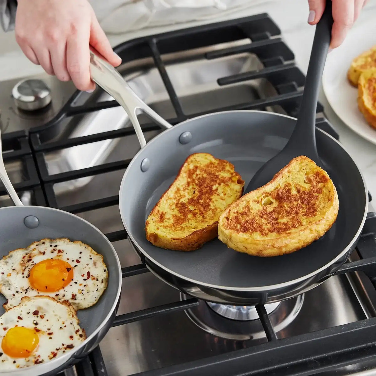 GreenPan Stainless Steel Valencia Pro Ceramic Nonstick 2-Piece Skillet Set, 8" & 10"