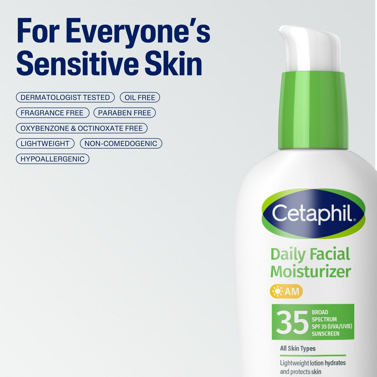Cetaphil Daily Facial Moisturizer Lotion for Sensitive Skin Care, Broad Spectrum SPF 35, 3 fl oz