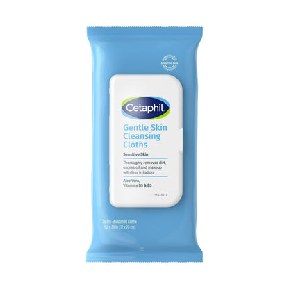 Cetaphil Gentle Skin Cleansing Cloths, 25 ct, Fragrance Free Face and Body Wipes