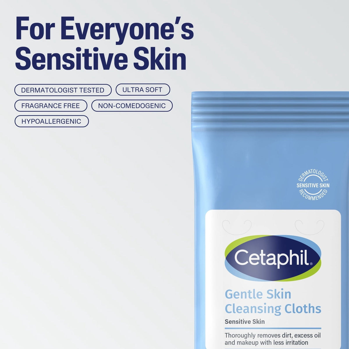 Cetaphil Gentle Skin Travel Size Facial Cleansing Cloth Wipes for Face and Body, Fragrance Free, 10 ct (3 Pack)