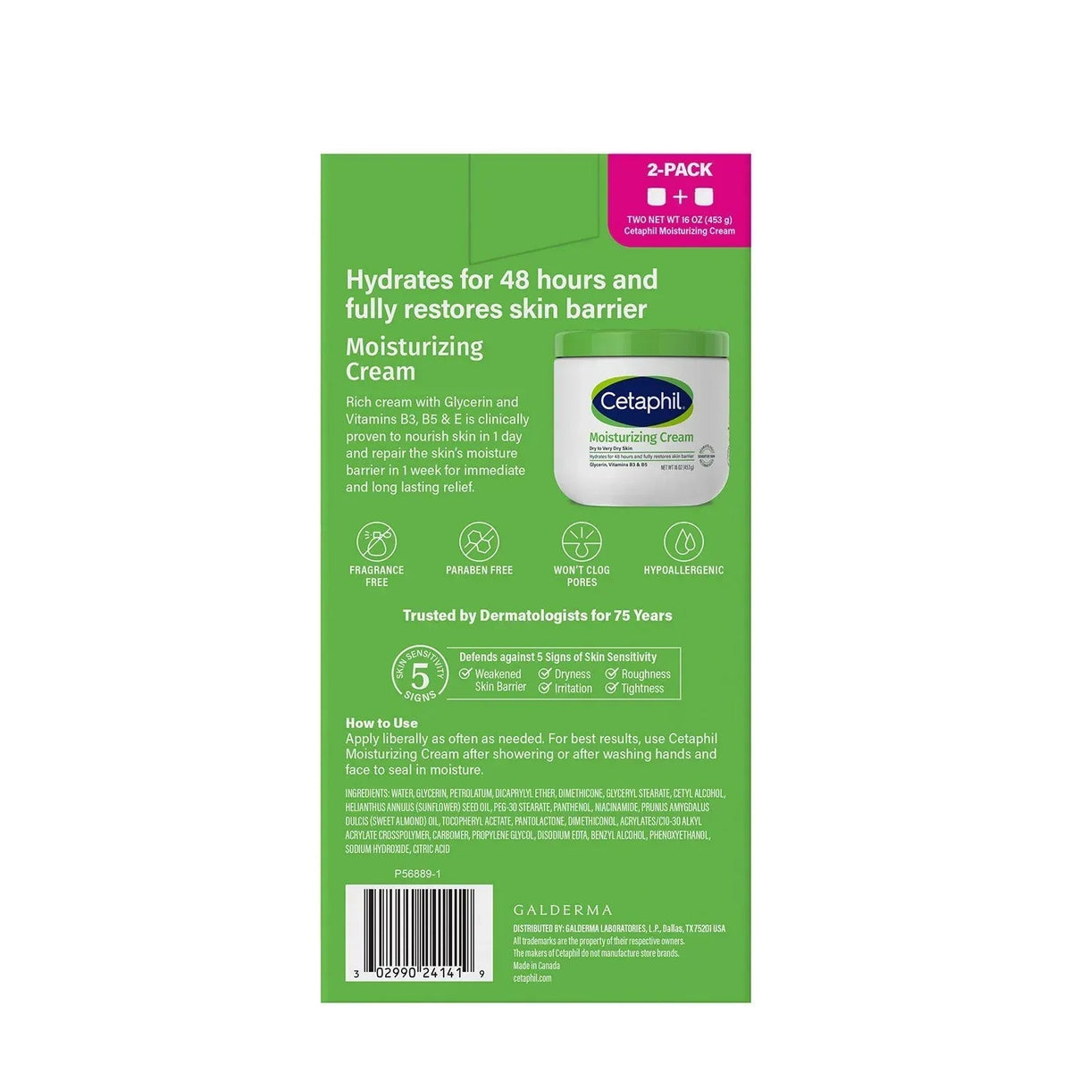 Cetaphil Moisturizing Cream, 16 oz., 2 pk.
