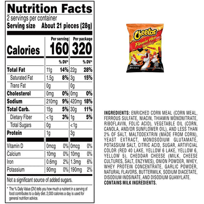 Cheetos Flamin' Hot Crunchy Cheese Snacks, 2 oz., 64 pk.