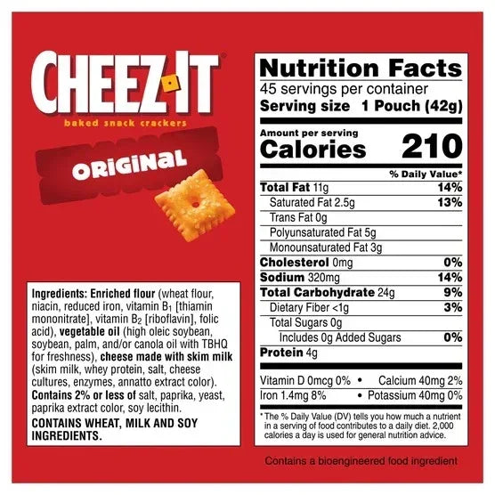 Cheez-It Crackers, Cheddar, 1.5 oz, 45-count
