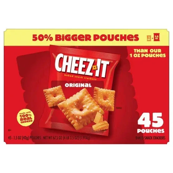 Cheez-It Crackers, Cheddar, 1.5 oz, 45-count