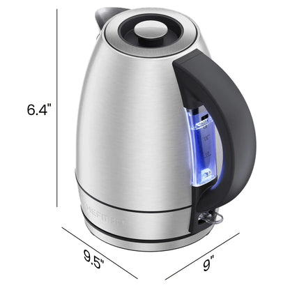 Chefman 1.8 Liter Electric Kettle, 1500W Rapid Water Boiler with Lift-Out Lid – Stainless Steel