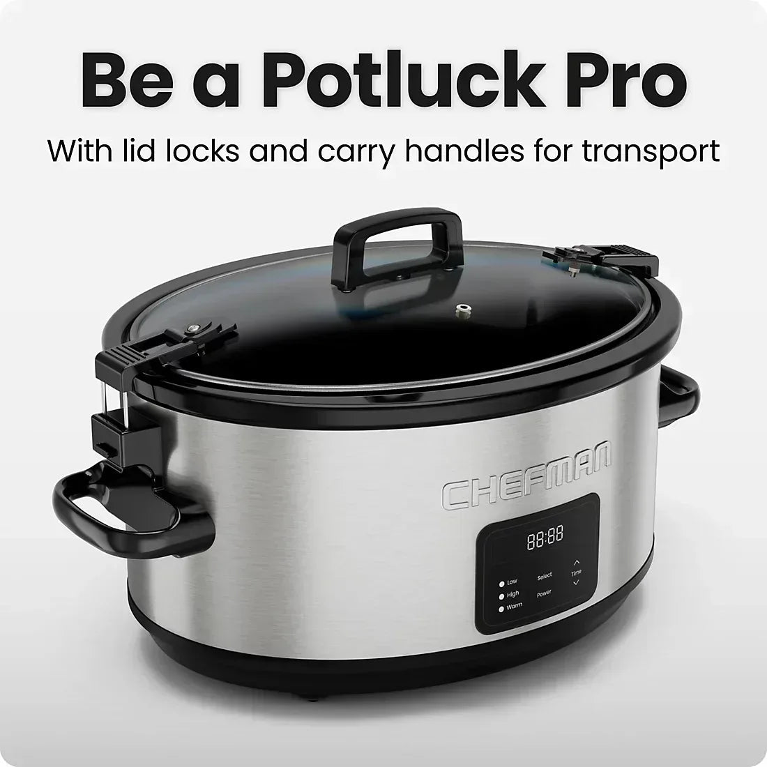 Chefman 7-Qt. Programmable Slow Cooker with Locking Lid