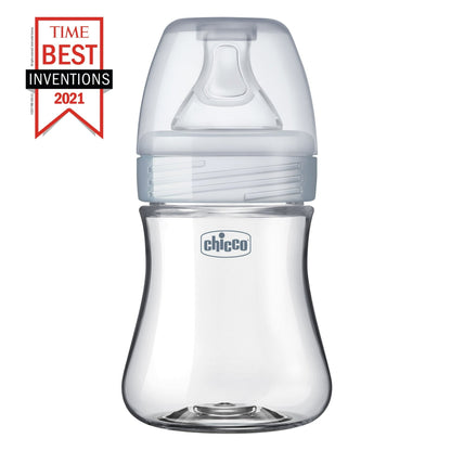 Chicco Duo Hybrid Baby Bottle, Invinci-Glass Inside/Plastic Outside, 5oz - Neutral, New