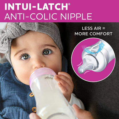 Chicco Duo Hybrid Baby Bottle, Invinci-Glass Inside/Plastic Outside, 9oz - Neutral, New
