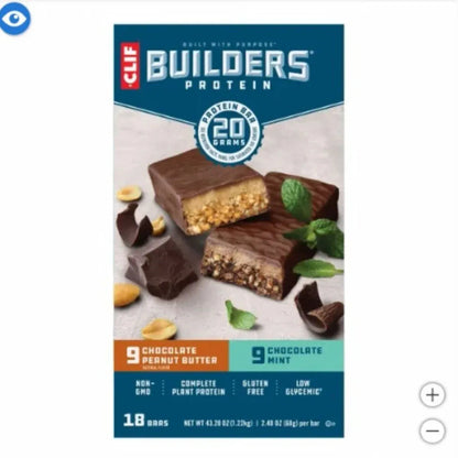 Clif Builder's Protein Bar, Variety Pack, 2.40 oz, 18-count