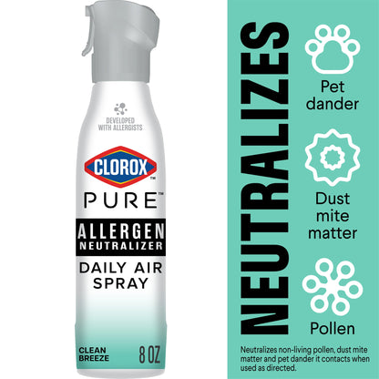 Clorox PURE Allergen Neutralizer Daily Air Spray, Clean Breeze, 8 oz Bottle