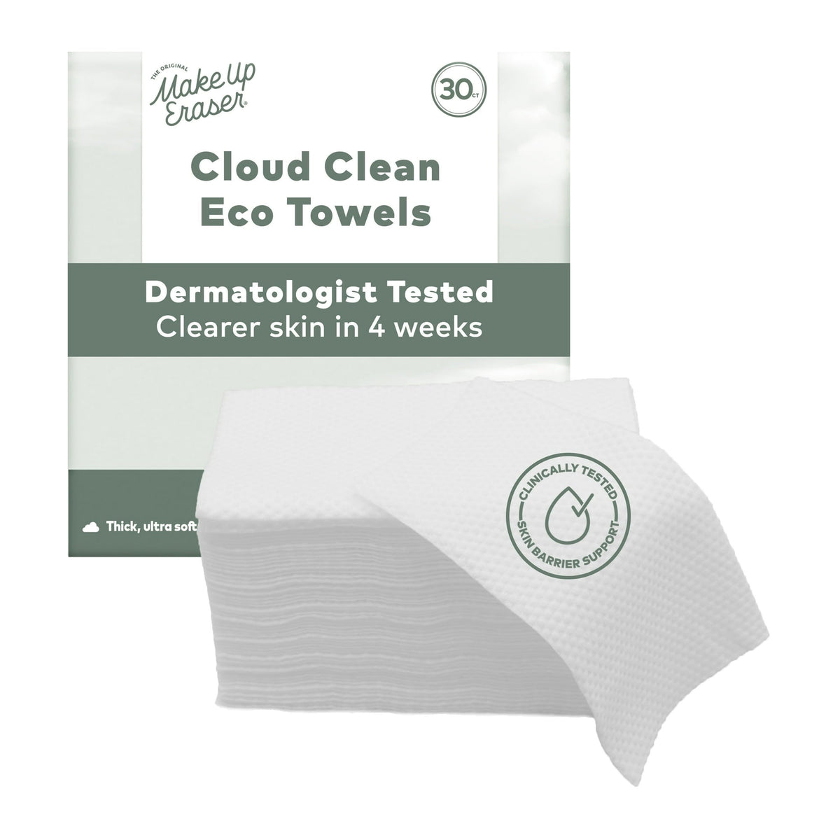 The Original MakeUp Eraser Cloud Clean Eco Towels XL - 30 Count Dermatologist Tested Wipes
