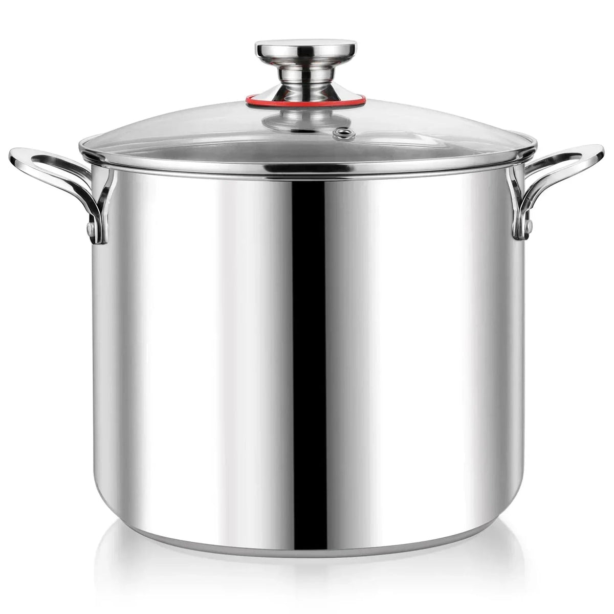 Coliware 12QT Stainless Steel Stock Pot with Glass Lid, 18/10 Food-Grade Material, 3-Ply Bottom, Induction Compatible, Dishwasher Safe