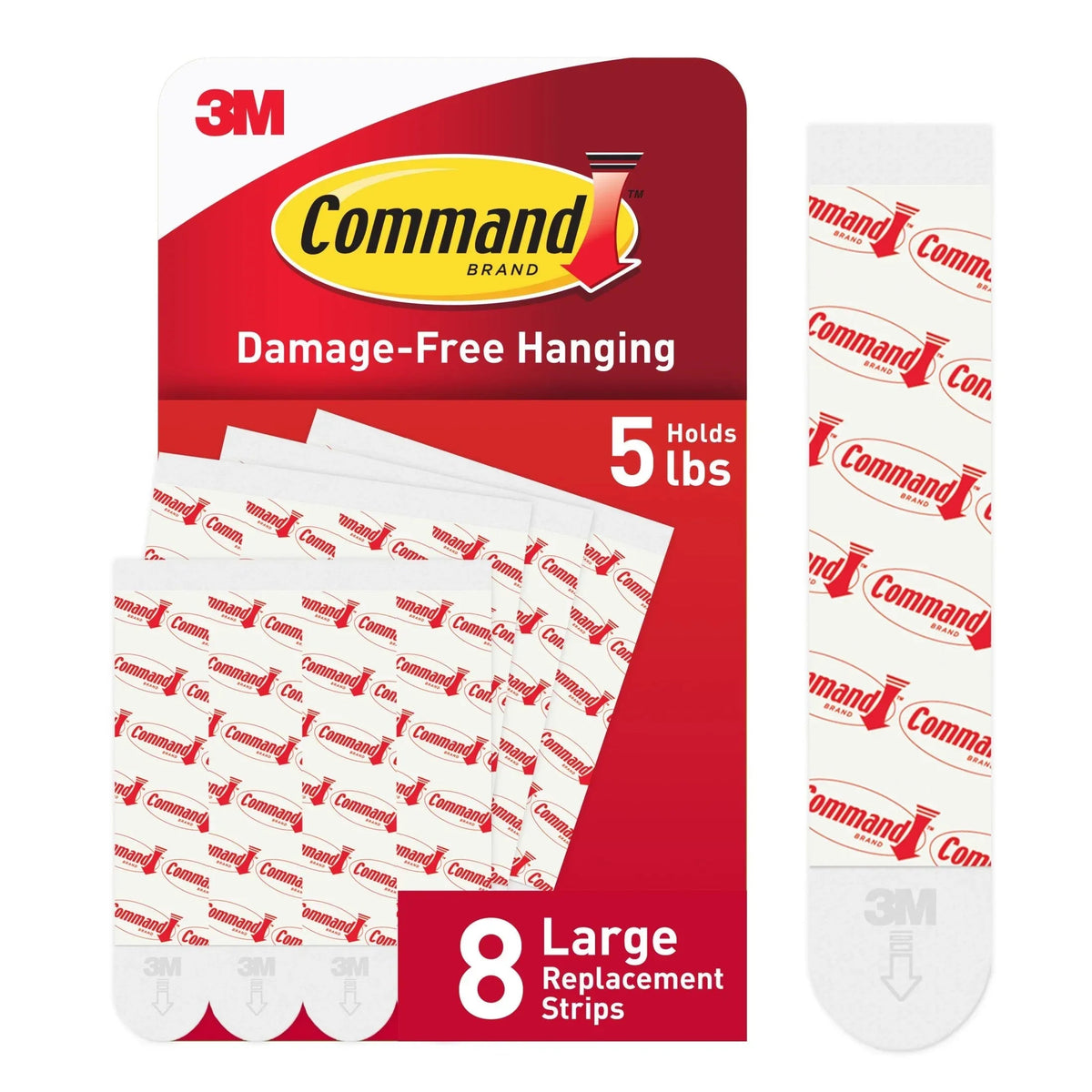 Command Large Replacement Strips, Foam, Plastic, 8 Strips, 17023-8ESF