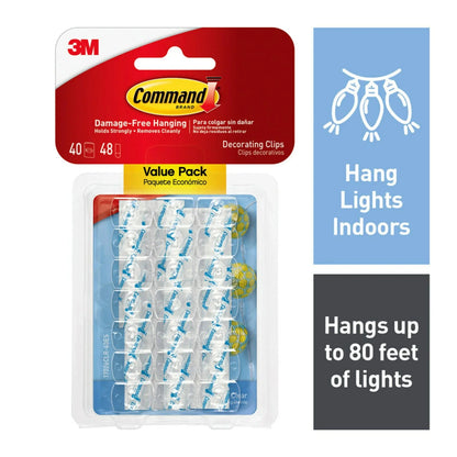 Command Decorating Clips, Clear, 20 Wall Hooks